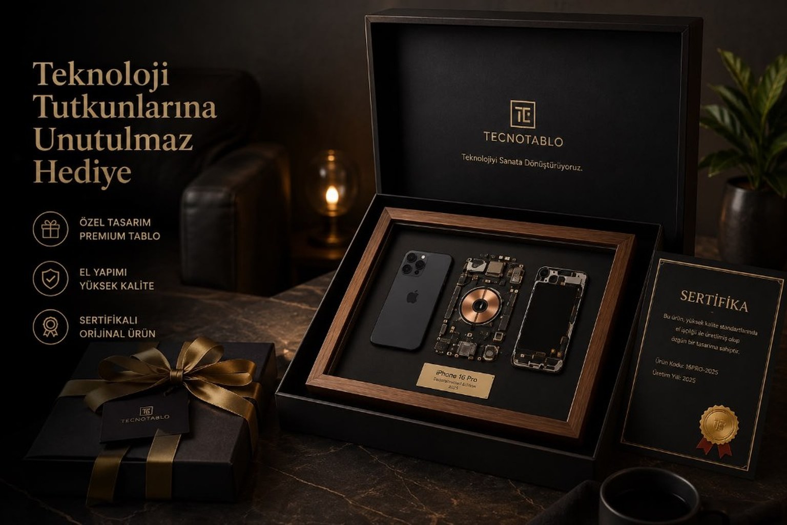 iPhone 16 Pro deconstructed premium hediye tablo