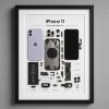 iPhone 11 Teardown Çerçeve Tablo — Ana iPhone 11 Teardown Çerçeve parçalarından el yapımı duvar tablosu