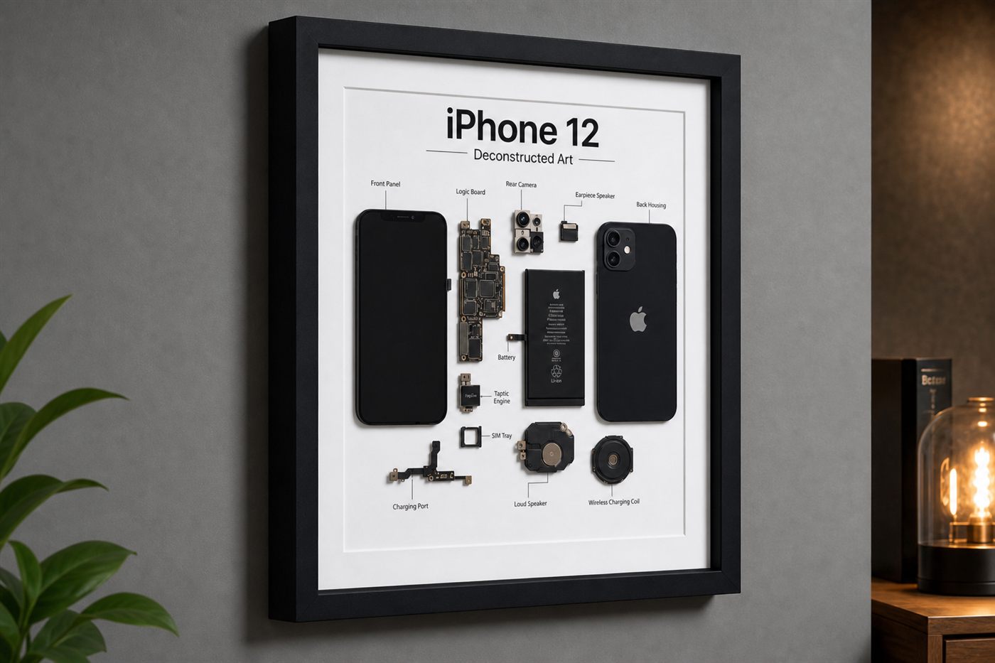 iPhone 12 Teardown Çerçeve Tablo — Sol Yan iPhone 12 Teardown Çerçeve Tablo — Sol Yan