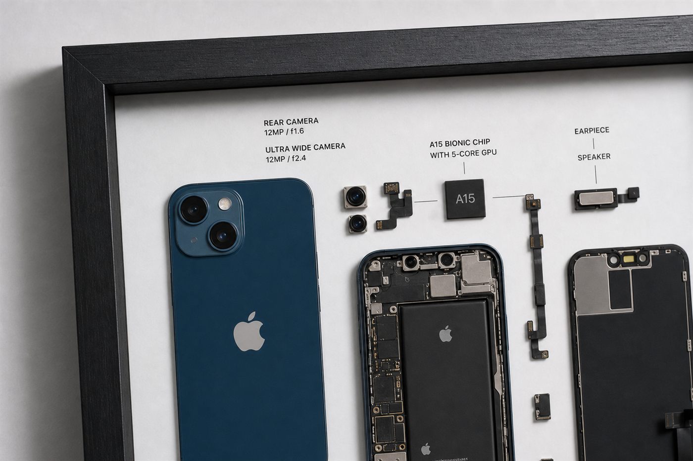 iPhone 13 Teardown Çerçeve Tablo — Yakın