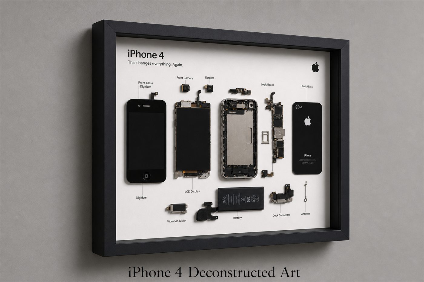 iPhone 4 Teardown Çerçeve Tablo — Sol Yan iPhone 4 Teardown Çerçeve Tablo