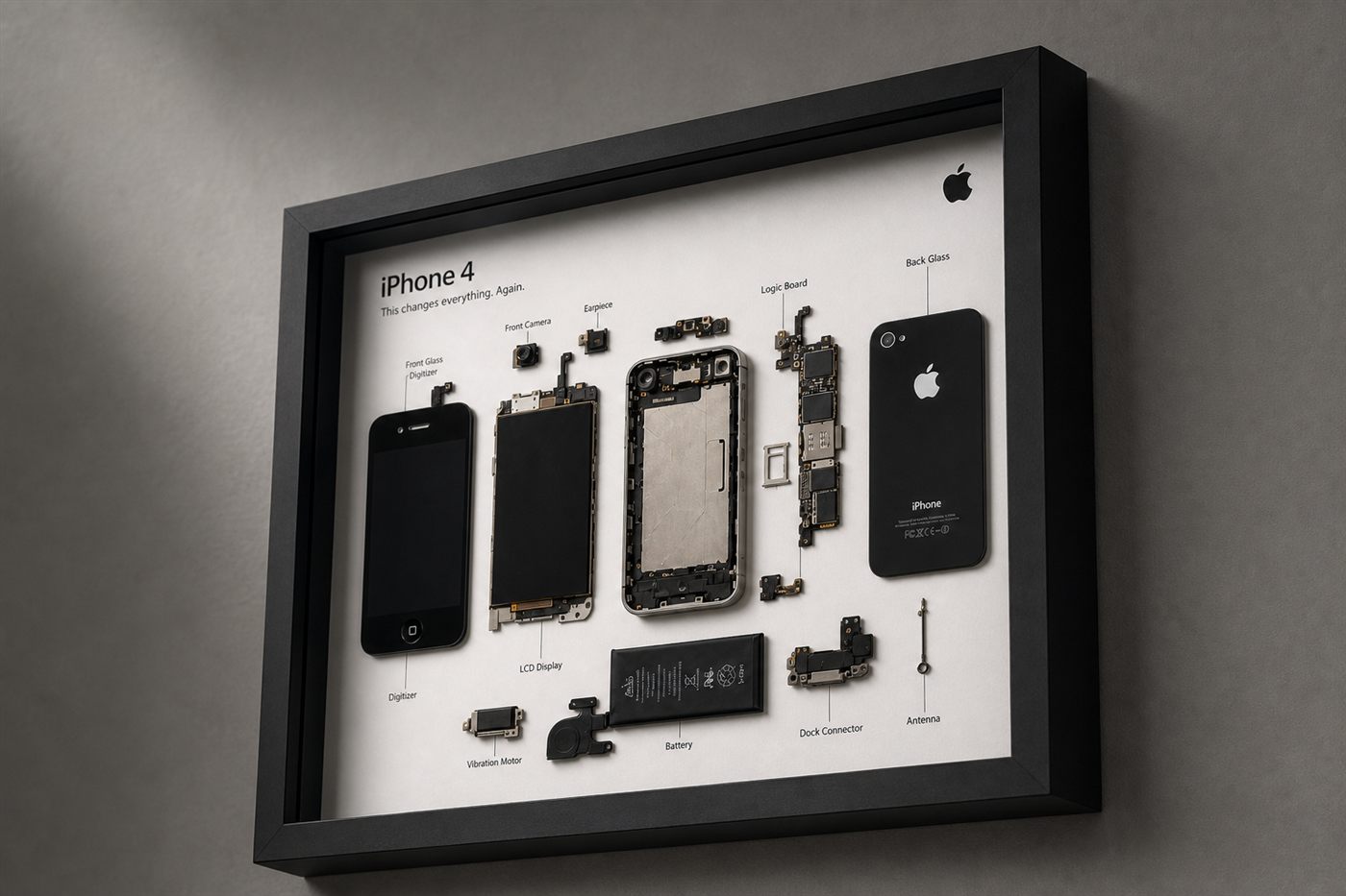 iPhone 4 Teardown Çerçeve Tablo — Sağ Alçak iPhone 4 Teardown Çerçeve Tablo