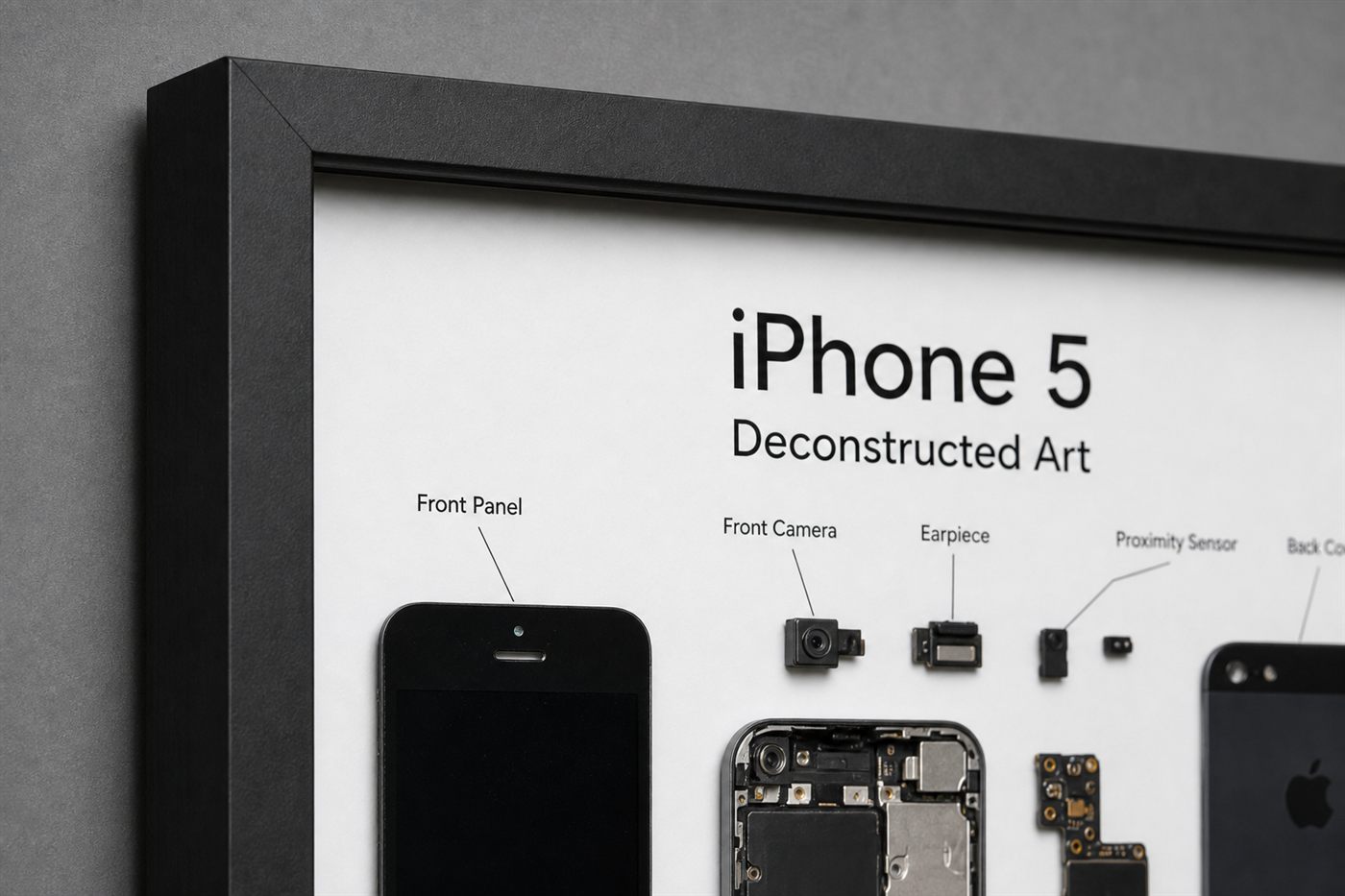 iPhone 5 Teardown Çerçeve Tablo — Yakın Çekim iPhone 5 Teardown Çerçeve Tablo
