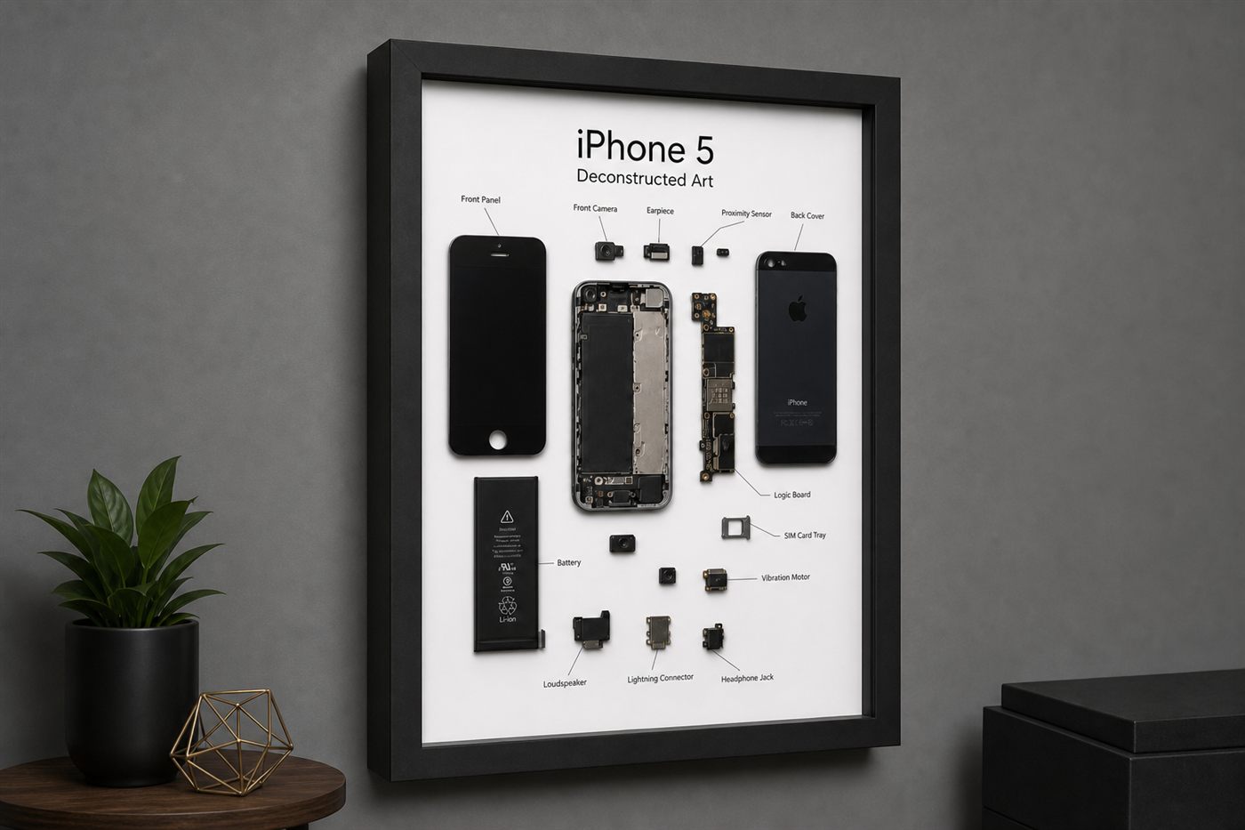 iPhone 5 Teardown Çerçeve Tablo — Sol Yan iPhone 5 Teardown Çerçeve Tablo