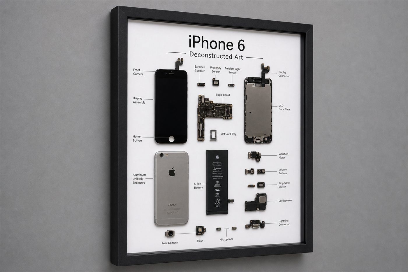 iPhone 6 Teardown Çerçeve Tablo — Sol Yan iPhone 6 Teardown Çerçeve Tablo