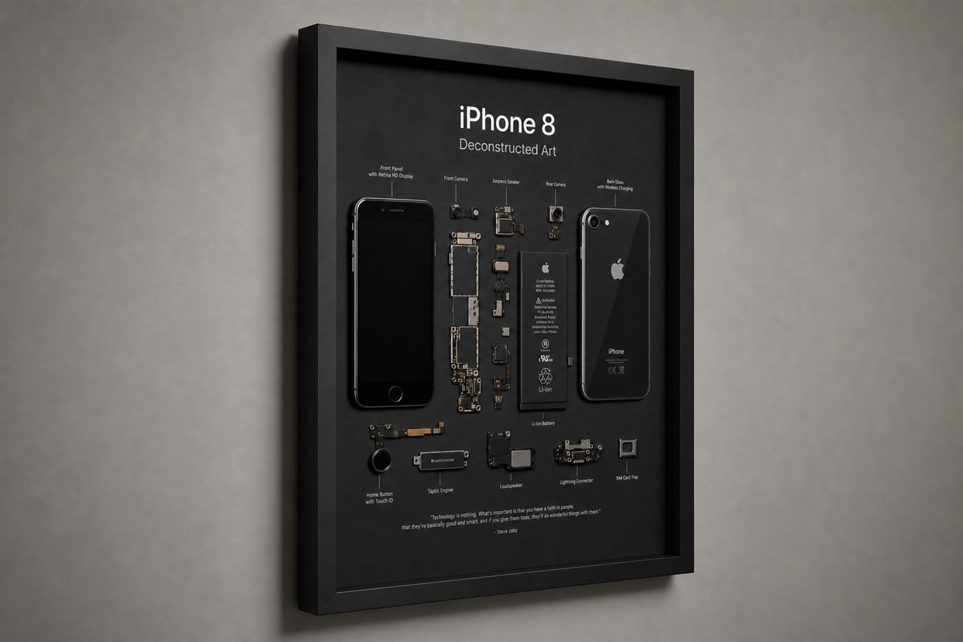 iPhone 8 Teardown Çerçeve Tablo — Sol Yan iPhone 8 Teardown Çerçeve Tablo