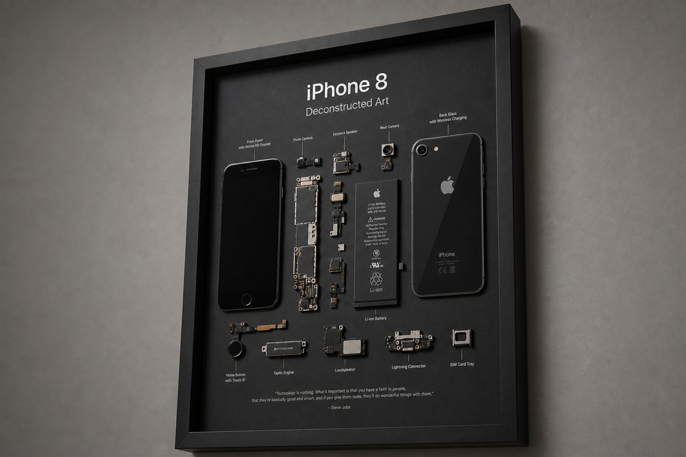 iPhone 8 Teardown Çerçeve Tablo — Sağ Alçak iPhone 8 Teardown Çerçeve Tablo