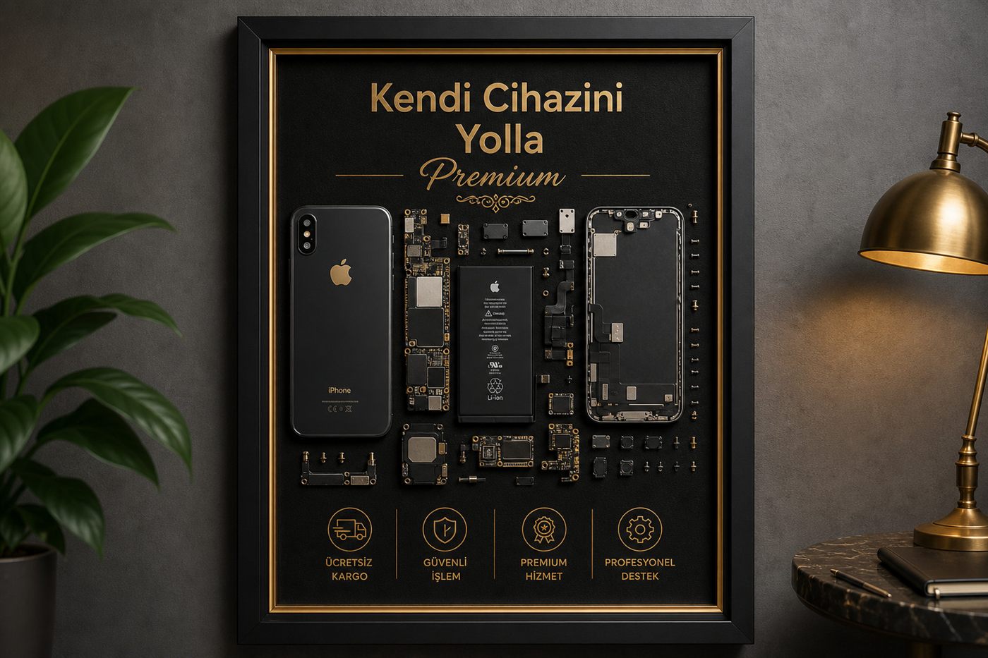 Kendi eski iPhone'dan çerçeve — kişiye özel premium teardown çerçeveleme
