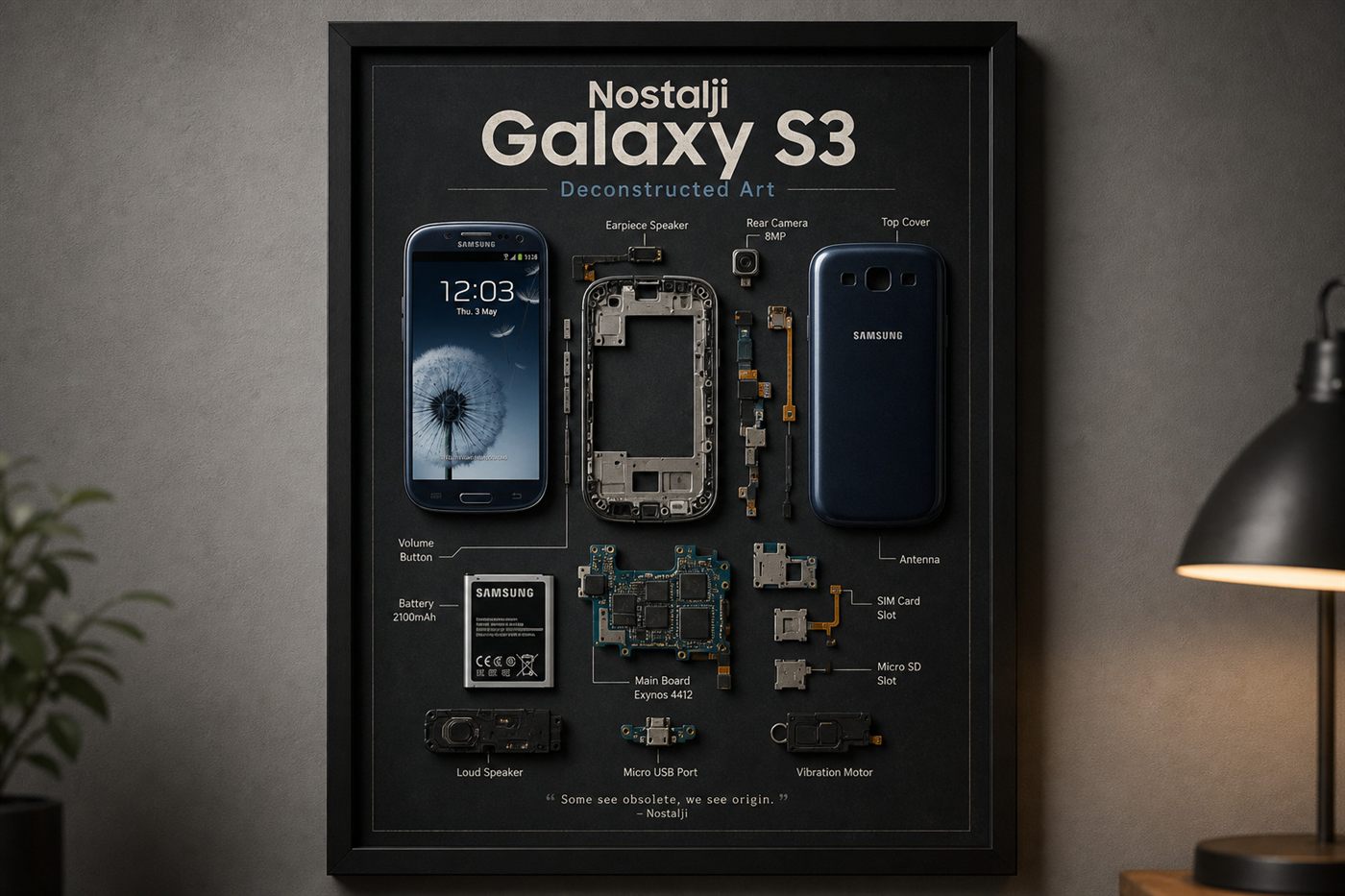 Babaya hediye Samsung Galaxy S3 nostalji teardown duvar tablosu