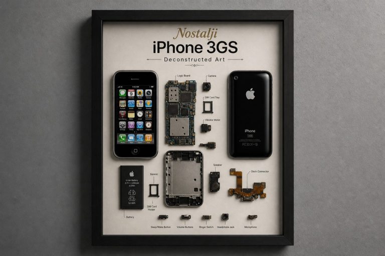 Nostaljik teknoloji — iPhone 3GS parçalarından nostalji duvar tablosu