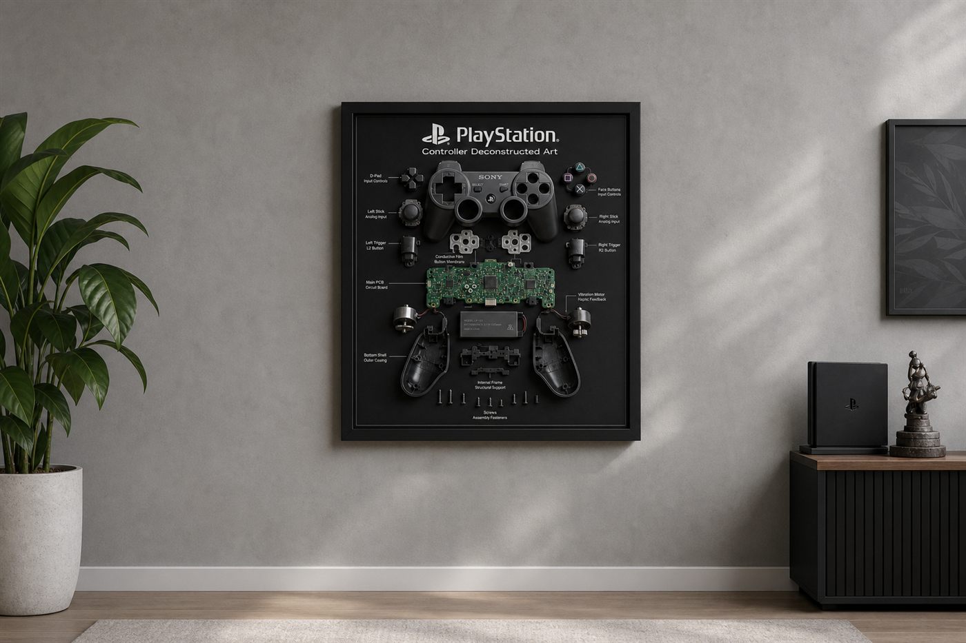 PlayStation Controller Teardown Çerçeve — Geniş Açı PlayStation Controller Teardown Çerçeve — Geniş