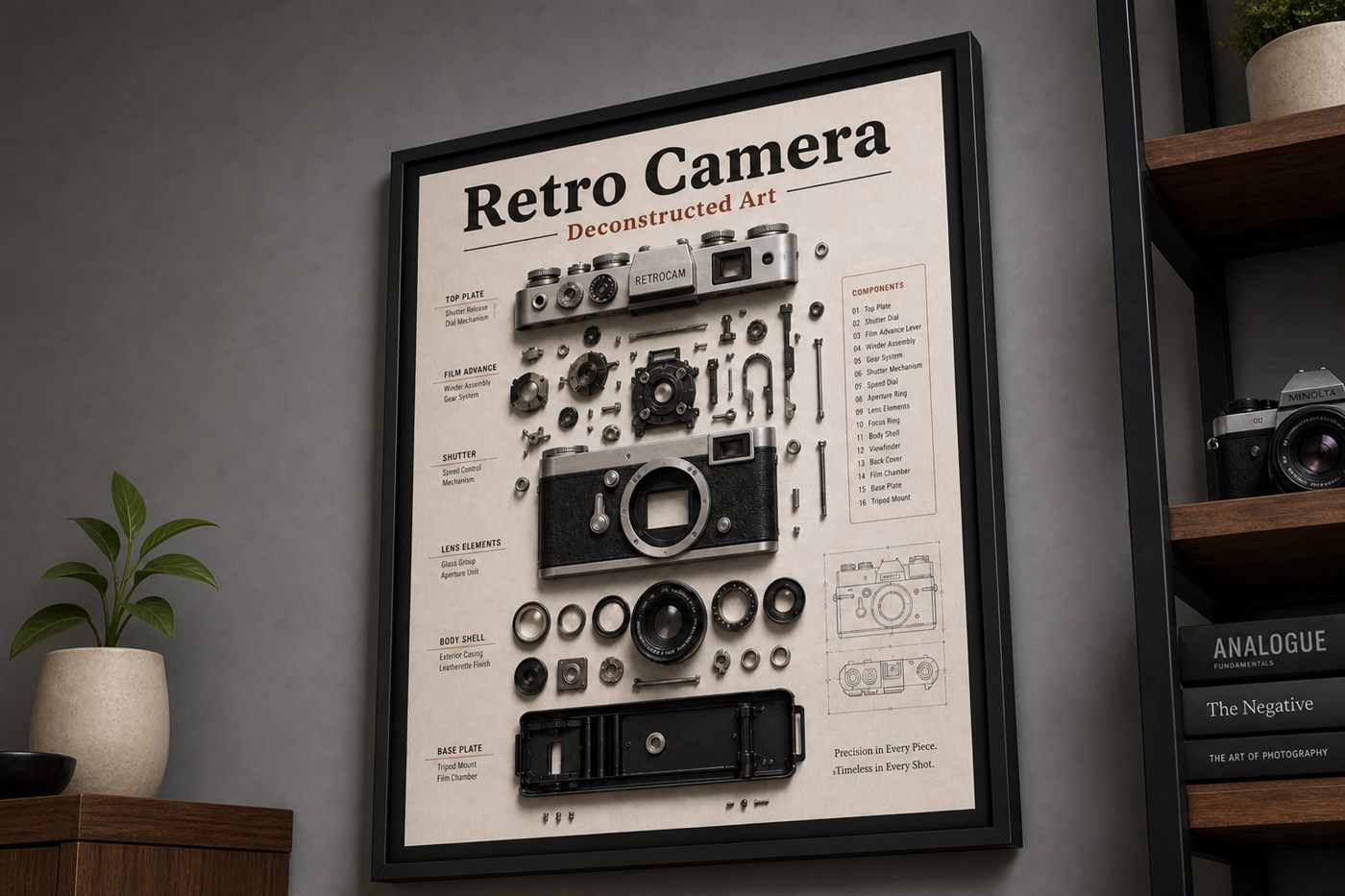 Retro Kamera Parçaları Çerçeve — Sağ Alçak Retro Kamera Parçaları Çerçeve — Sağ Alçak