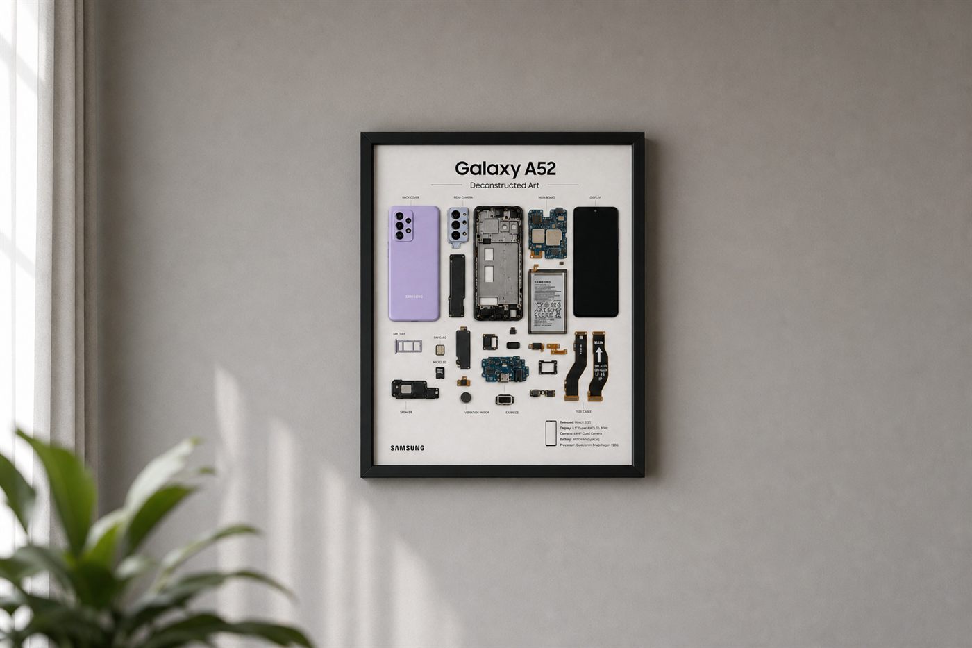 Samsung Galaxy A52 Teardown Çerçeve — Geniş