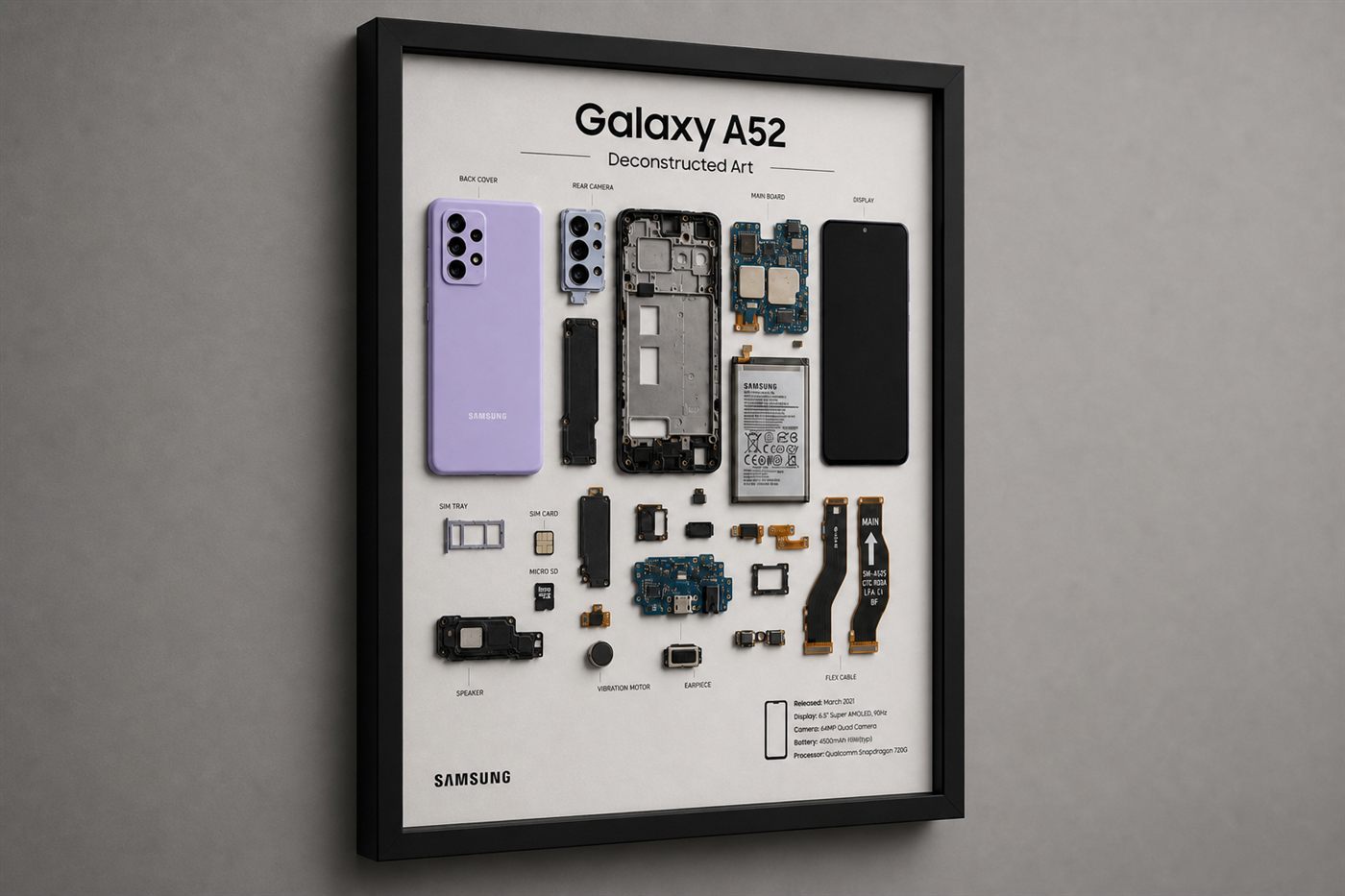 Samsung Galaxy A52 Teardown Çerçeve — Sol Yan