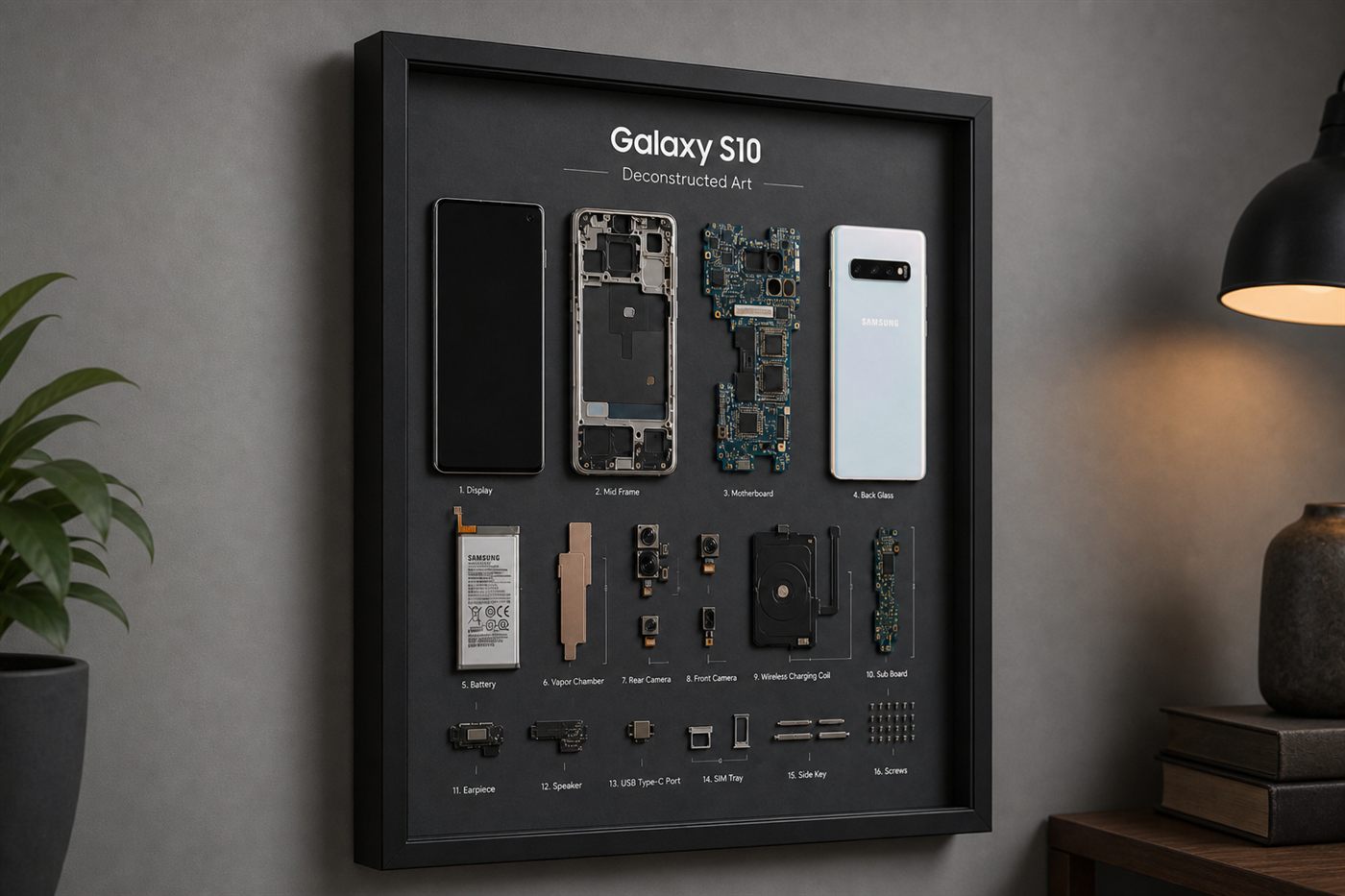 Samsung Galaxy S10 Teardown Çerçeve — Sol Yan Samsung Galaxy S10 Teardown Çerçeve — Sol Yan