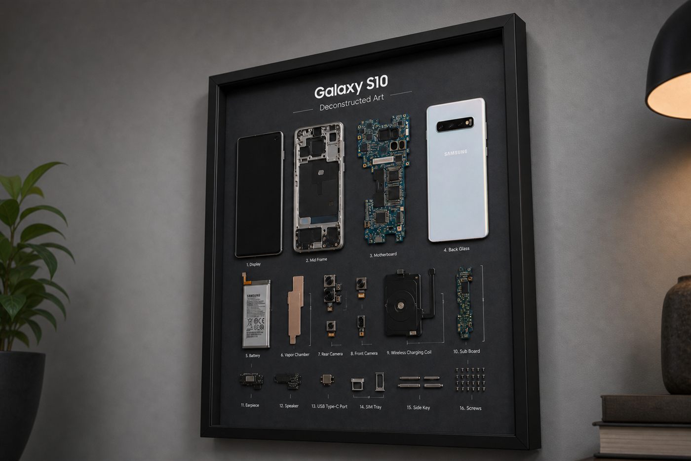 Samsung Galaxy S10 Teardown Çerçeve — Sağ Alçak Samsung Galaxy S10 Teardown Çerçeve — Sağ Alçak