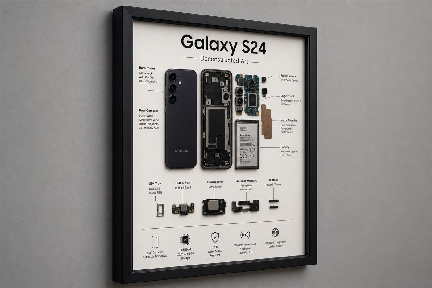 Samsung Galaxy S24 Teardown Çerçeve — Sol Yan