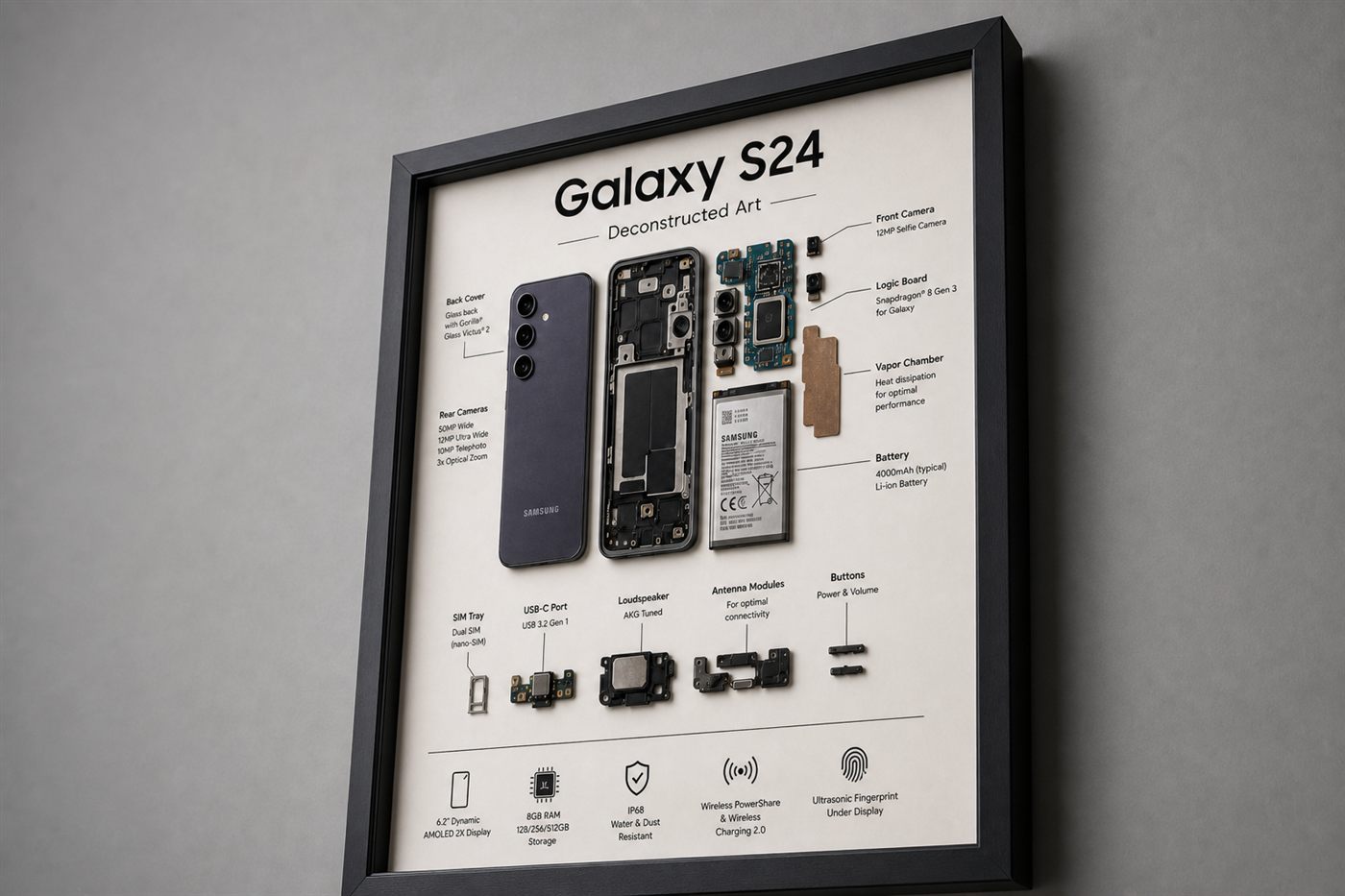 Samsung Galaxy S24 Teardown Çerçeve — Sağ Alçak