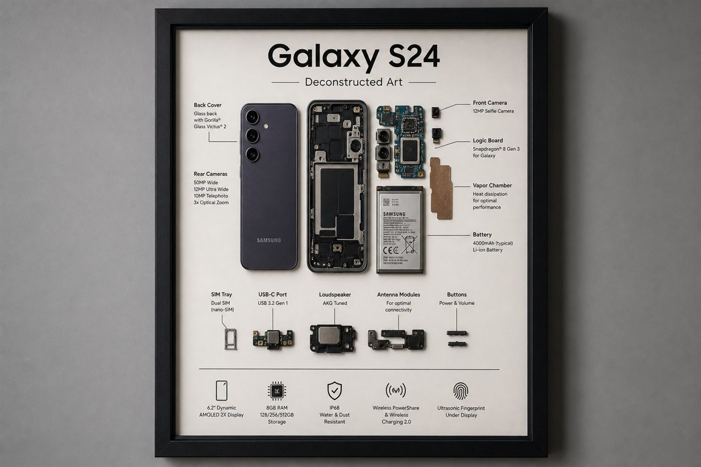 Samsung Galaxy parçalarından teknolojik hediye duvar tablosu