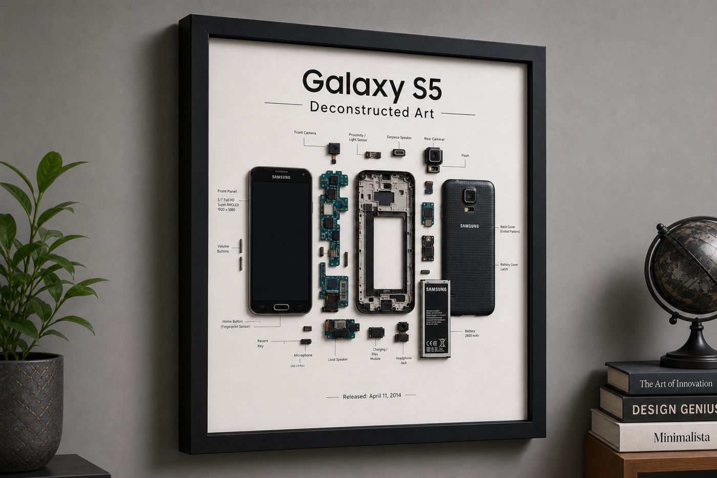 Samsung Galaxy S5 Teardown Çerçeve — Sol Yan